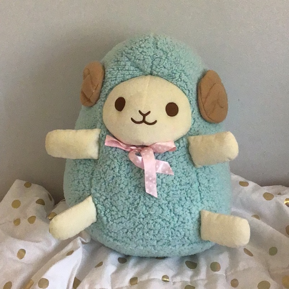Huge blue sheep stuffed animal